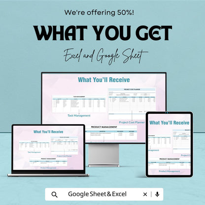 Project Cost Planner Template,  Budget Tracker, Project Expense Planner, Cost Management Spreadsheet, Business Budget Template