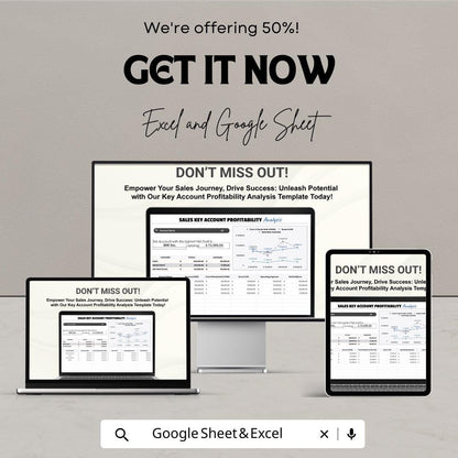 Sales Key Account Profitability Analysis Template |  Margin Analysis, KPIs, Forecast, Sales Performance Tool