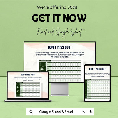 Financial Cost Category Analysis Template | Cost Analysis Excel & Google Sheets Template | Business Budget and Expense Management Tool