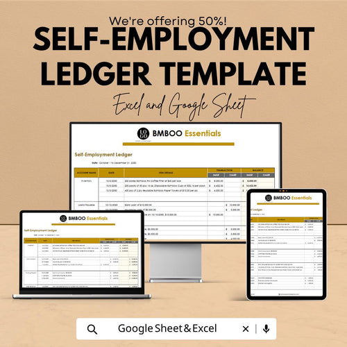 Self Employment Ledger Template | Small Business Bookkeeping Spreadsheet | Income Expense Tracker | Business Accounting Ledger