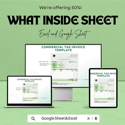 Commercial Tax Invoice Template | Business Invoice Spreadsheet | Tax Invoice Template | Excel & Google Sheets | Professional Invoice Tracker
