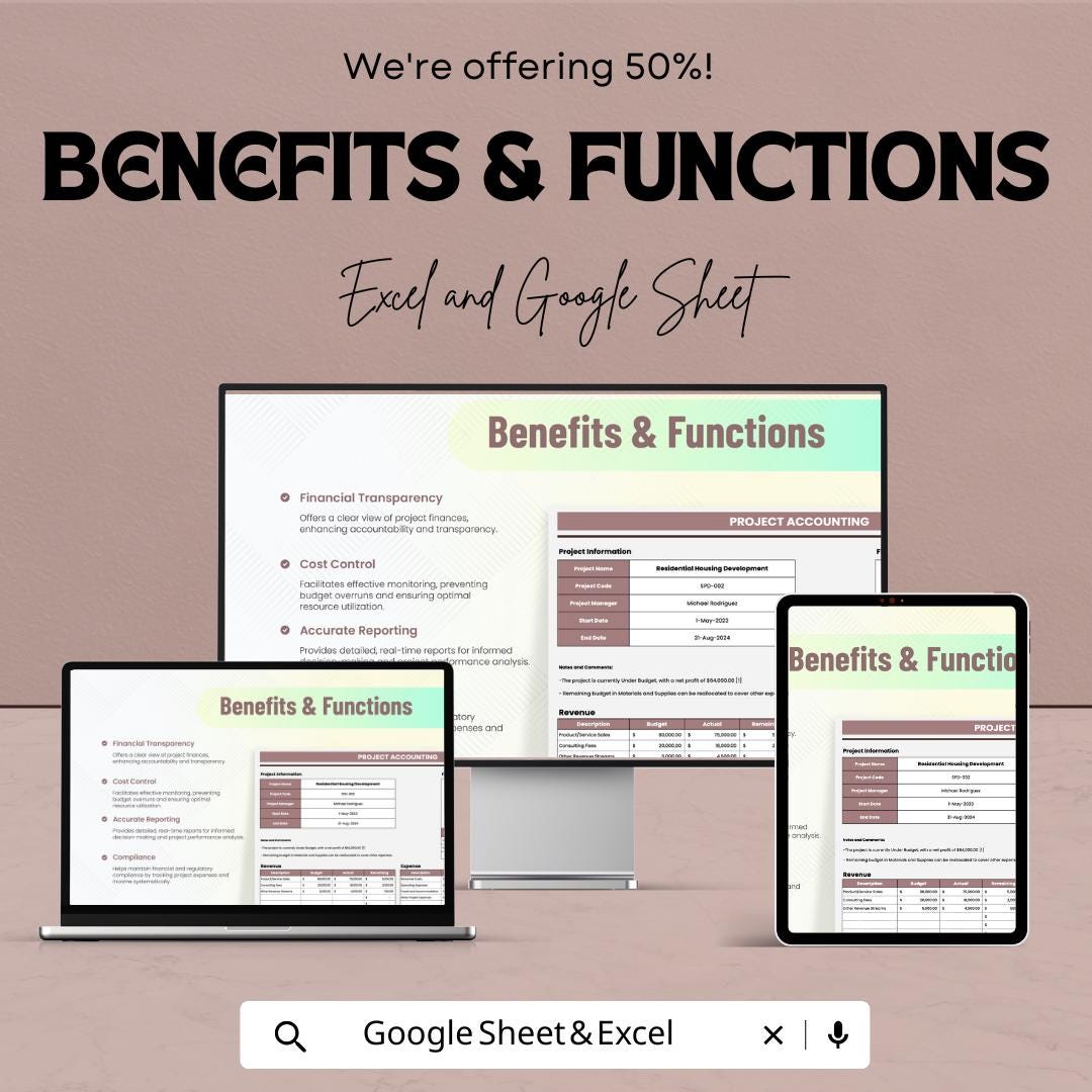 Project Accounting Sheet | Financial Tracking Template for Google Sheets  andExcel | Project Budgeting & Cost Management