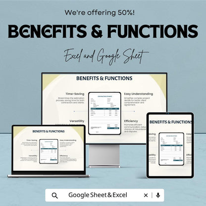 Simple Contractor Estimate Template | Construction Estimate Spreadsheet | Job Quote Invoice | Excel & Google Sheets