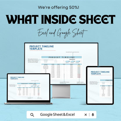 Project Timeline Template | Excel and Google Sheets | Task & Milestone Tracker | Project Schedule Planner | Instant Download