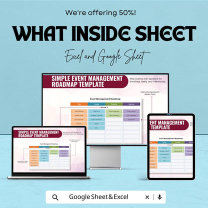Simple Event Management Roadmap Sheet | Excel and Google Sheets Template | Event Planning & Task Management