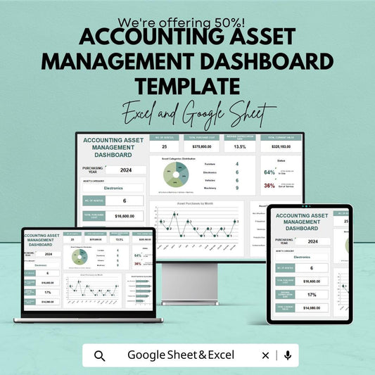 Accounting Asset Management Dashboard Template | Asset Tracking Dashboard | Depreciation & Inventory Tracker