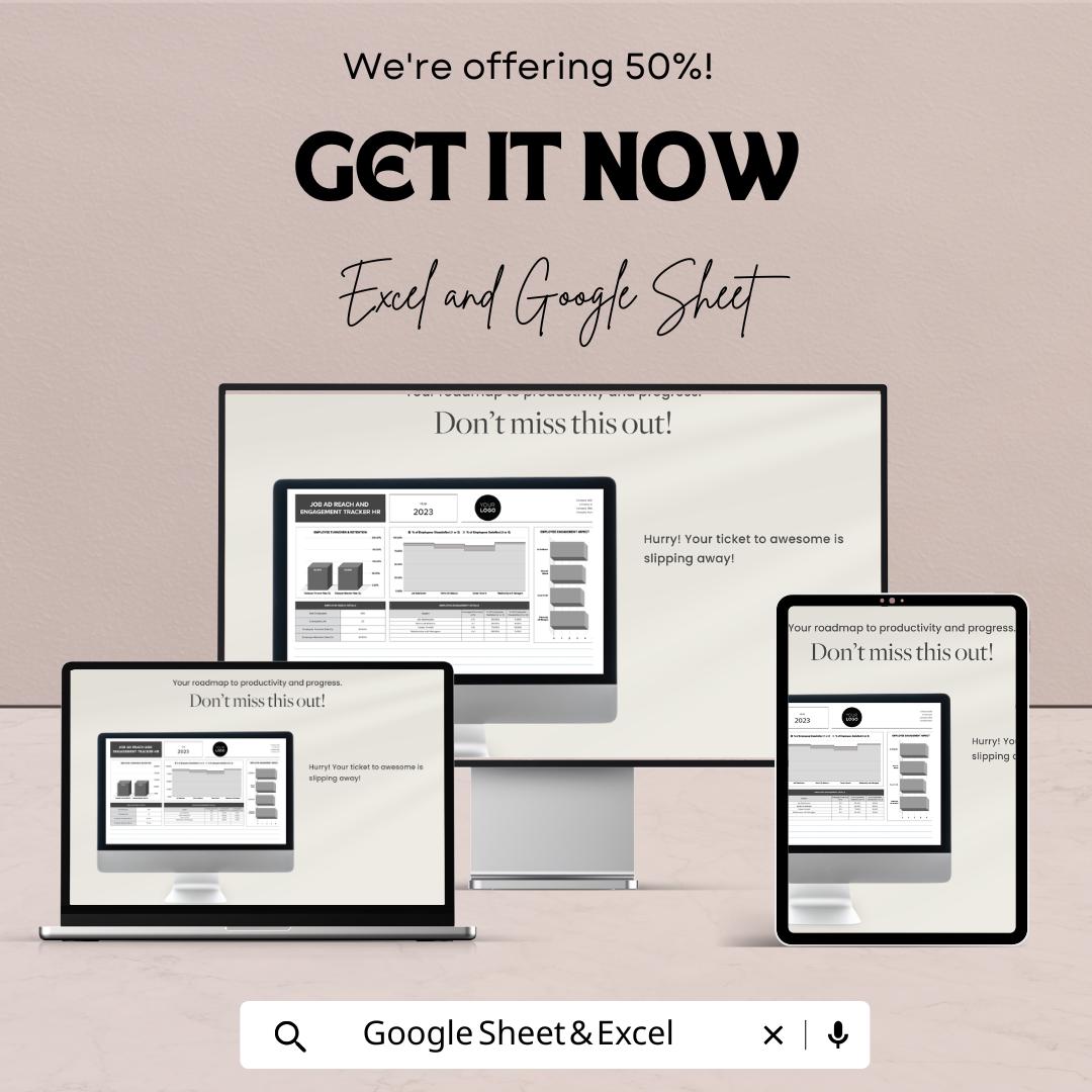 Job Ad Reach and Engagement Tracker HR Template | Recruitment Analytics Dashboard | Excel & Google Sheets