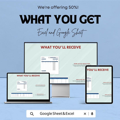 Home Office Deduction Template | Excel and Google Sheets Tax Deduction Tracker | Remote Work Expense Calculator | Home Office Expense Log