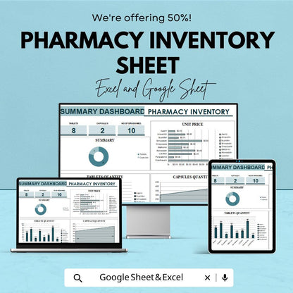 Pharmacy Inventory Management Sheet | Excel & Google Sheets Template | Medication Stock Tracker | Inventory Control | Drug List Tracker