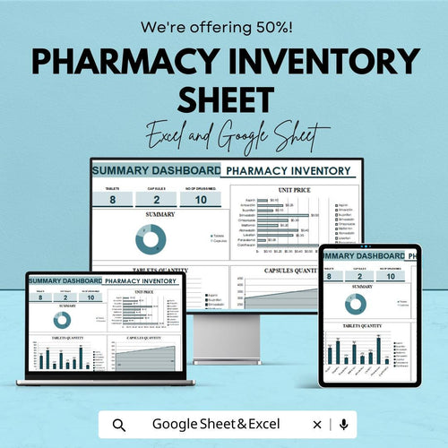 Pharmacy Inventory Management Sheet | Excel & Google Sheets Template | Medication Stock Tracker | Inventory Control | Drug List Tracker