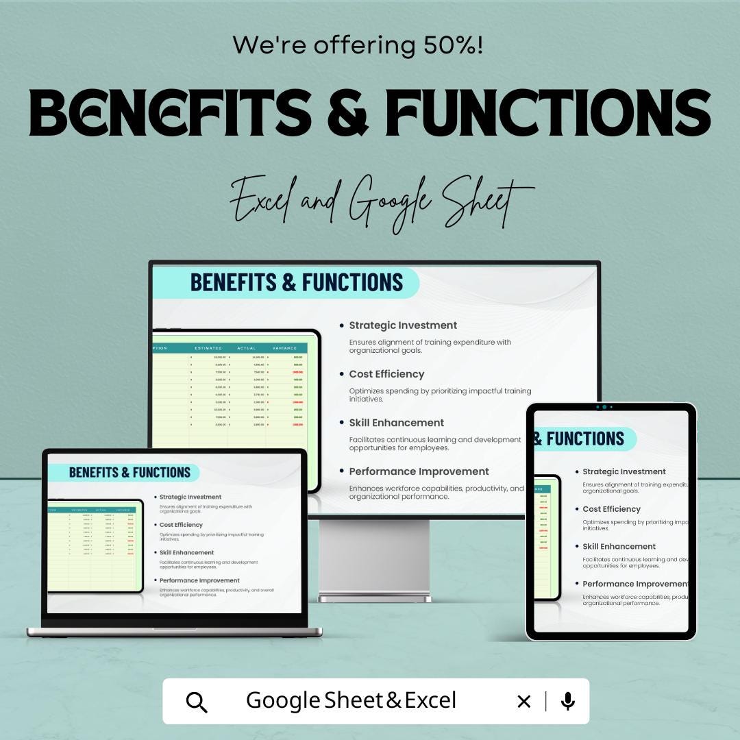 Training and Development Budget Template | Excel & Google Sheets Budget Planner | Employee Training Tracker | Learning Program Cost Analysis