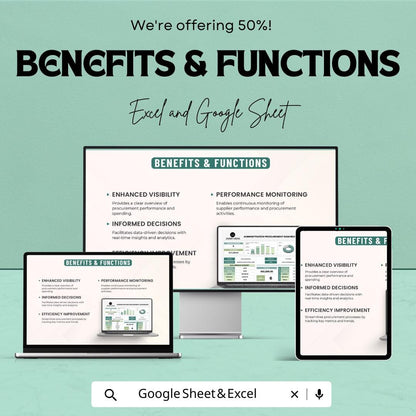 Administration Procurement Dashboard Sheet | Excel and Google Sheets | Track Procurement Performance & Supplier Activities