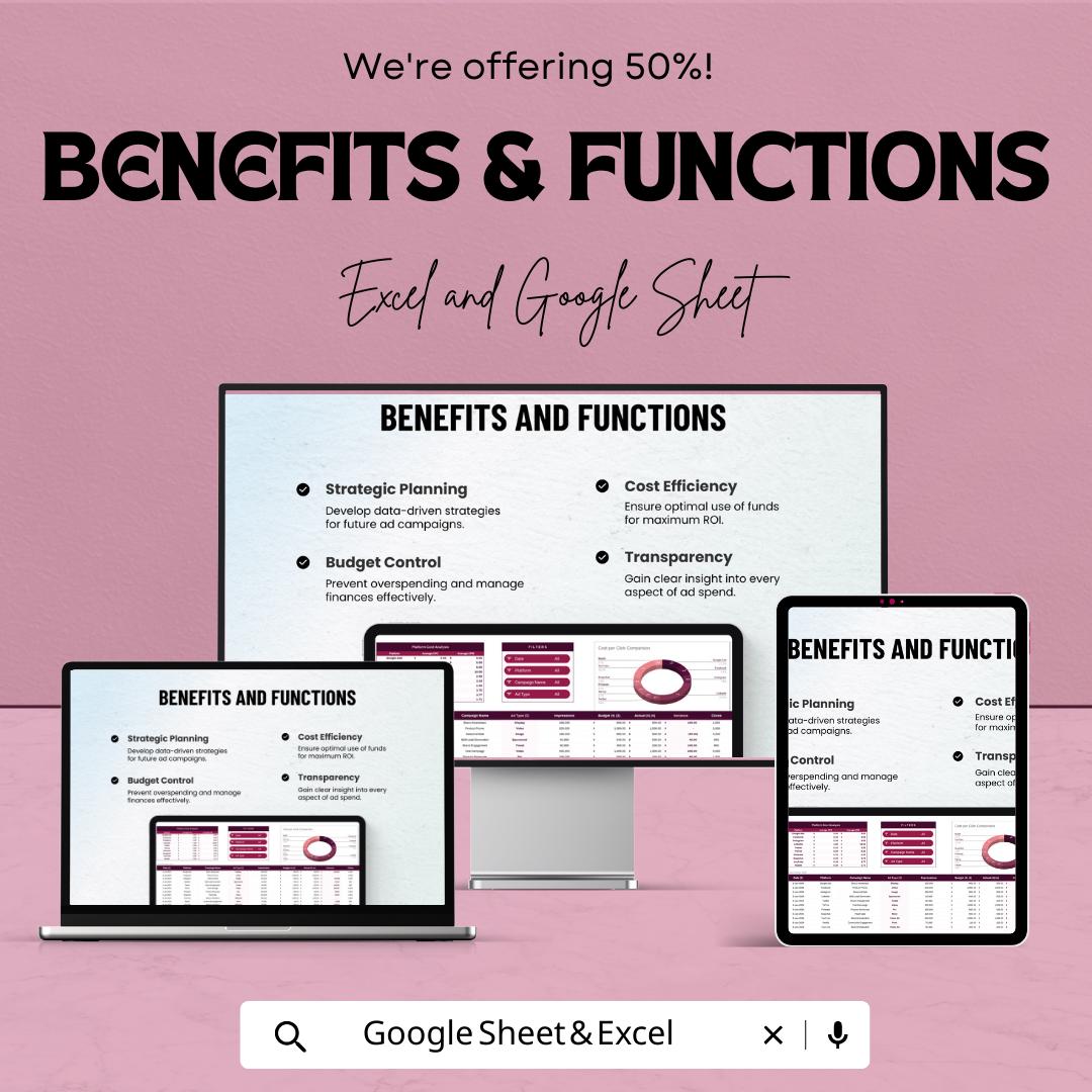 Advertising Online Ad Spend Budget Template, Ad Budget Spreadsheet, Online Advertising Cost Tracker, Marketing Budget Planner