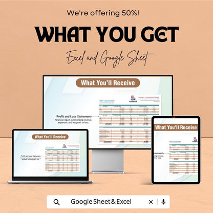 Retail Profit and Loss Sheet for Small Business | Google Sheet Template | Track Revenue & Expenses | Profit Loss Statement Template