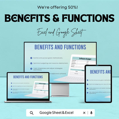 Basic Software Budget Sheet | Excel & Google Sheets Template for Budget Planning | Instant Download