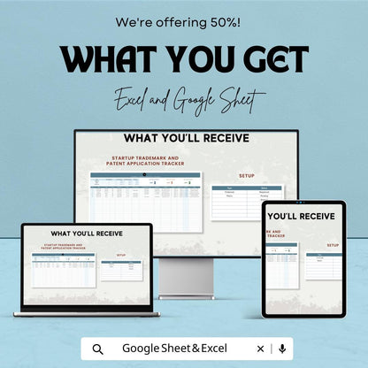 Startup Trademark and Patent Tracker, IP Application Tracker, Trademark Log, Patent Tracking Spreadsheet