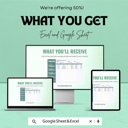 Sales Collateral Budget Planner Sheet – Excel and Google Sheets | Sales Budget Tracker | Marketing Budget Allocation & Expense Management