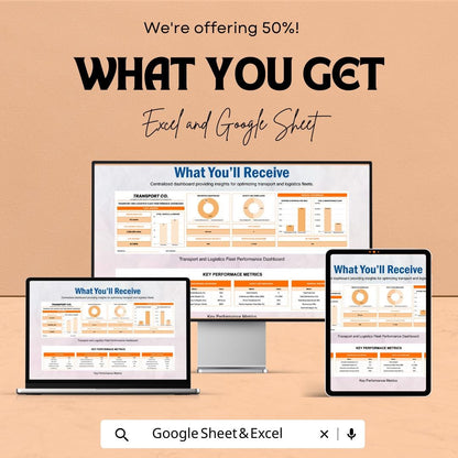 Fleet Performance Dashboard | Transport  and ogistics Analytics Spreadsheet | Vehicle KPI Tracker | Google Sheets & Excel Template