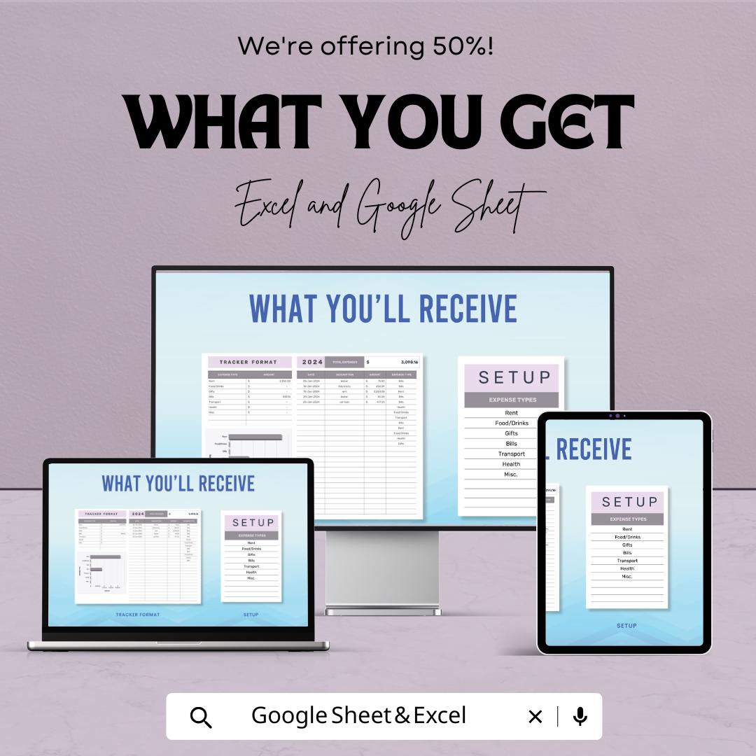 Tracker Format Sheet for Excel and Google Sheets – Budget & Expense Tracker Template | Customizable Format for 2024 | Expense Management