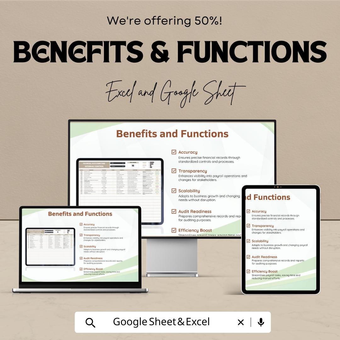 Payroll Accounting Internal Control Template | Payroll Control Sheet | Payroll Compliance Template | Internal Control Spreadsheet