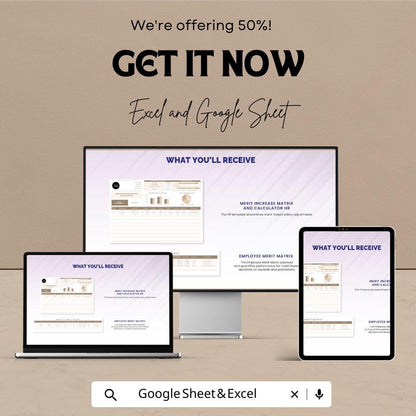 Merit Increase Matrix and Calculator HR Sheet | Employee Salary Adjustment Template | Excel & Google Sheet | HR Salary Increase Tracker