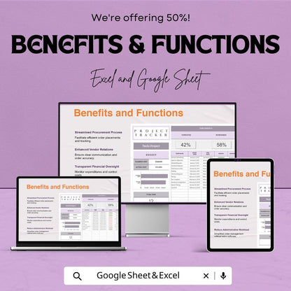 Project Tracker Template | Excel & Google Sheets | Project Management Spreadsheet | Task, Budget and Progress Tracker