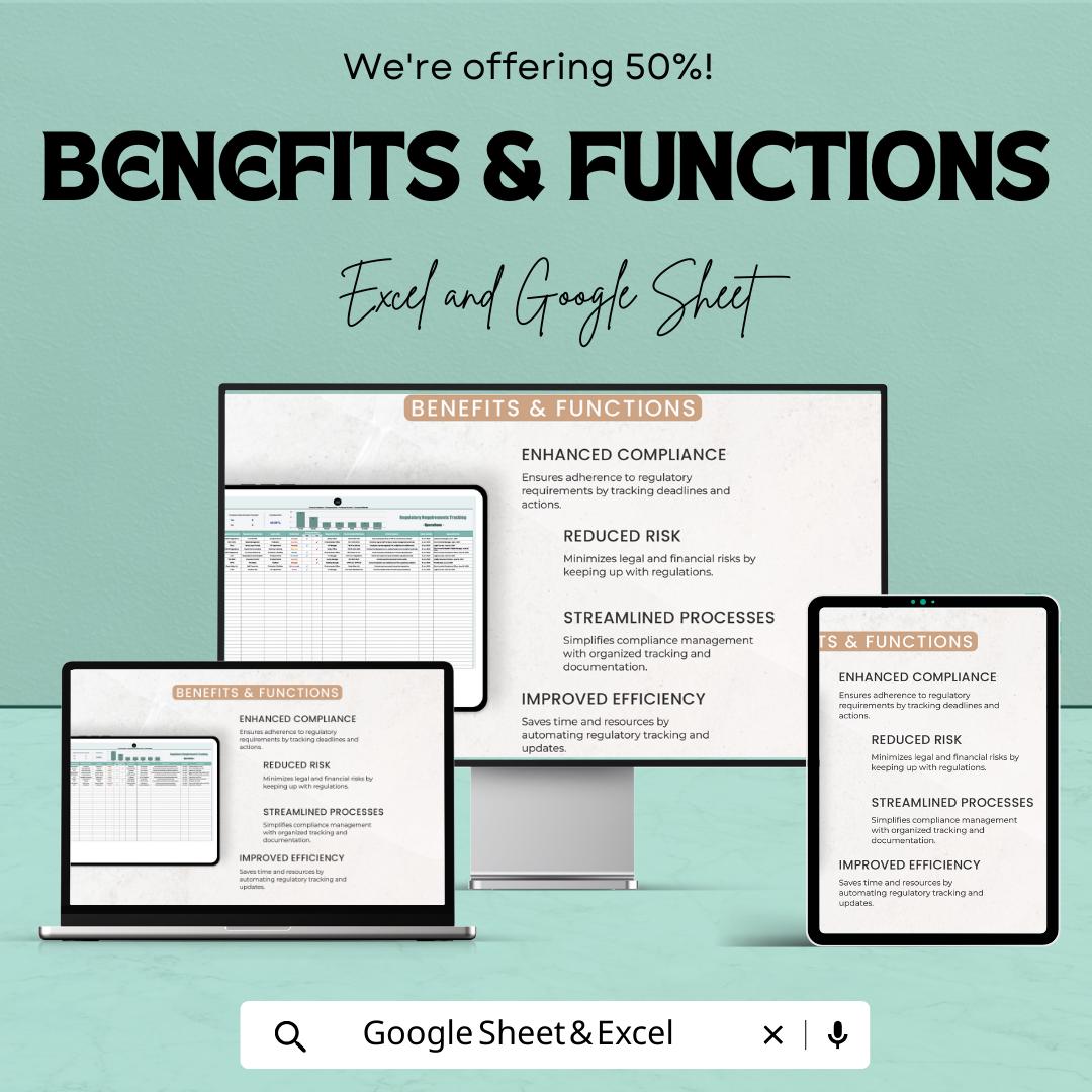 Operations Regulatory Requirements Tracking Template | Compliance Tracker | Excel & Google Sheets