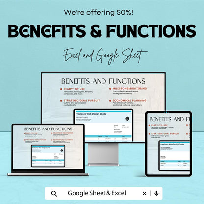 Freelance Web Design Quotation Template - Google Sheets Invoice for Web Designers, Instant Download, Professional Quote Generator