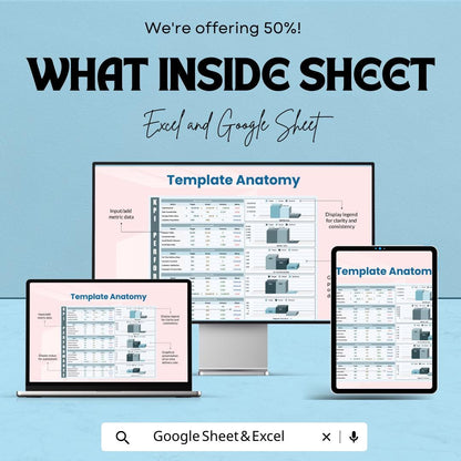 KPI Performance Sheet | Excel & Google Sheets Dashboard for Tracking Key Metrics | Business Performance, and Growth