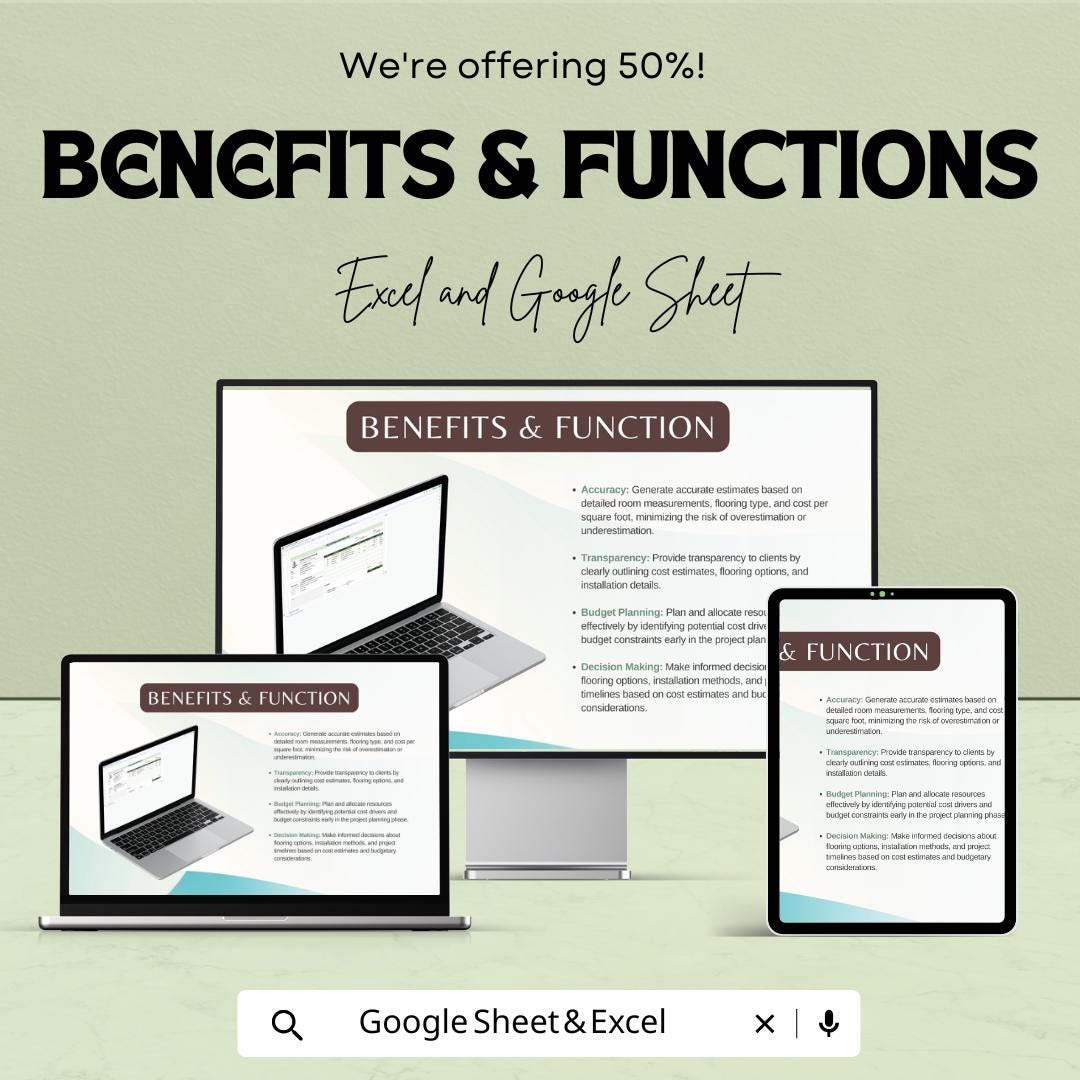 Flooring Estimate Sheet – Excel & Google Sheets Template for Cost Estimation, Flooring Pricing, and Project Quotes