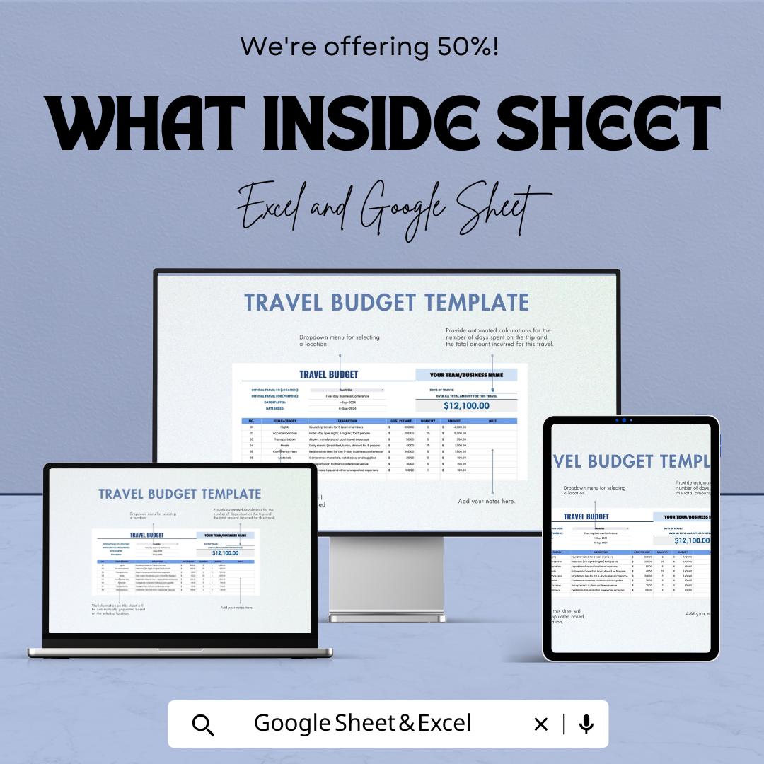 Travel Budget Template | Excel & Google Sheets Travel Planner | Vacation Expense Tracker | Trip Budget Spreadsheet