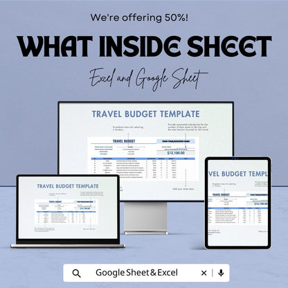 Travel Budget Template | Excel & Google Sheets Travel Planner | Vacation Expense Tracker | Trip Budget Spreadsheet