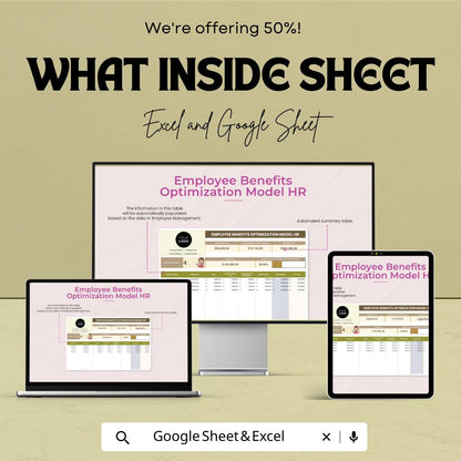 Employee Benefits Optimization Template Excel, HR Compensation Model, Benefits Cost Calculator, Payroll Analysis Spreadsheet