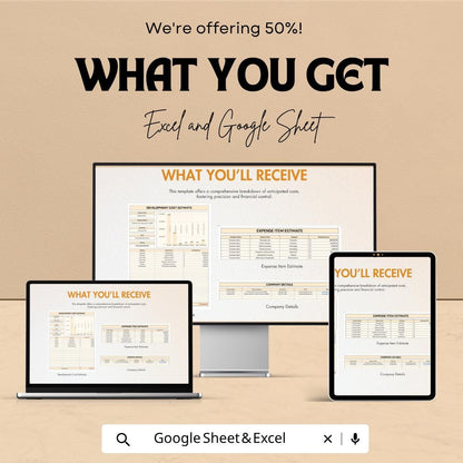 Development Cost Estimate Template | Project Budget Spreadsheet | Construction Cost Calculator | Excel & Google Sheets | Business Budget