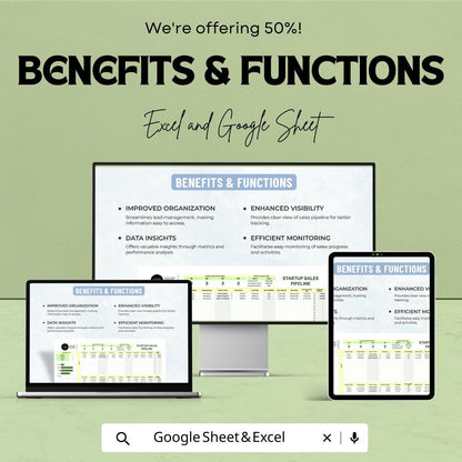 Startup Sales Pipeline Tracker Template  | CRM Spreadsheet | Lead & Deal Tracking Dashboard for Small Business