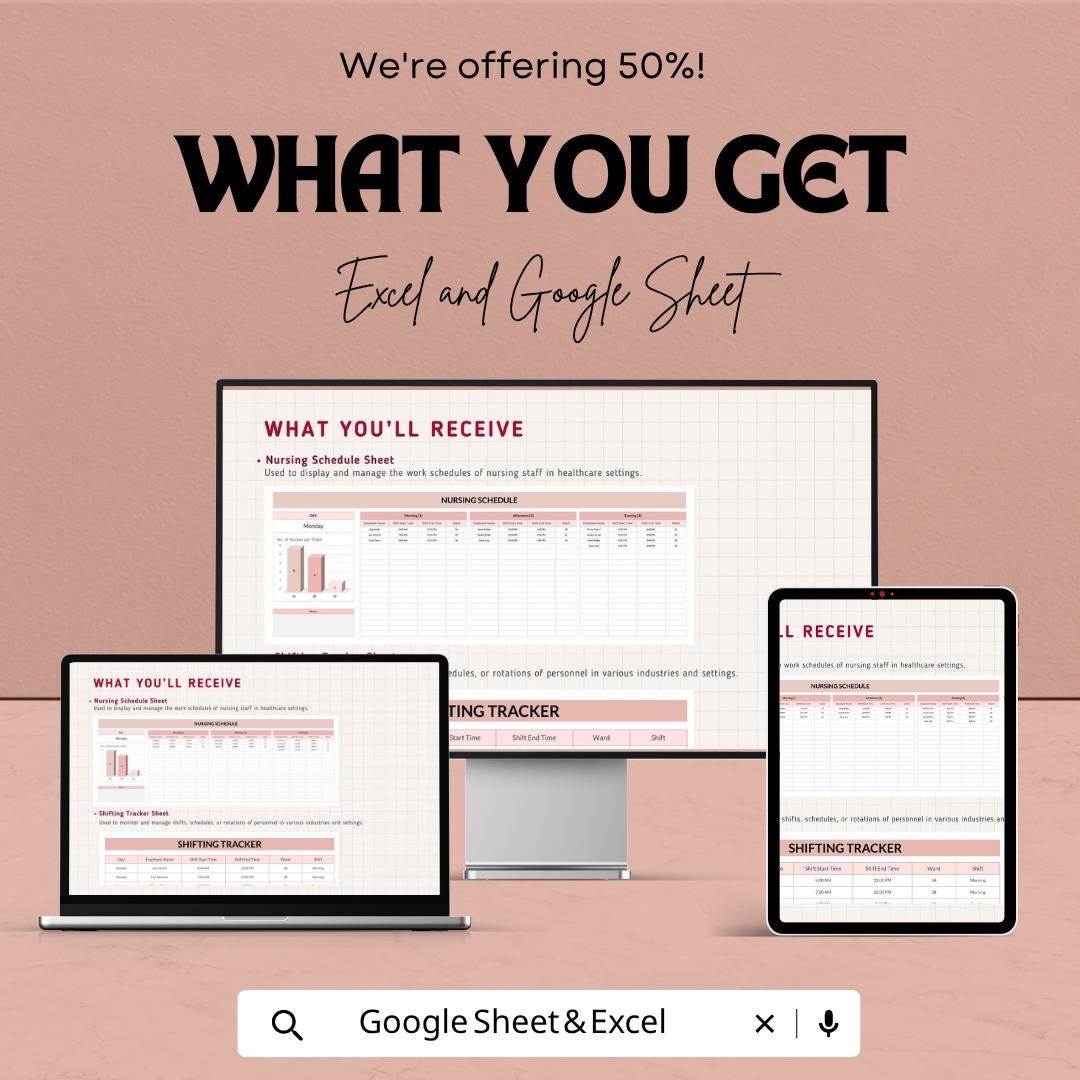 Nursing Schedule Template | Nurse Shift Schedule | Staff Roster Spreadsheet | Healthcare Scheduling Template