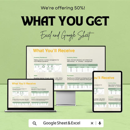 Purchase Sales Inventory Sheet | Excel & Google Sheets | Sales, Purchases, Inventory Tracking Dashboard | Business Management Template