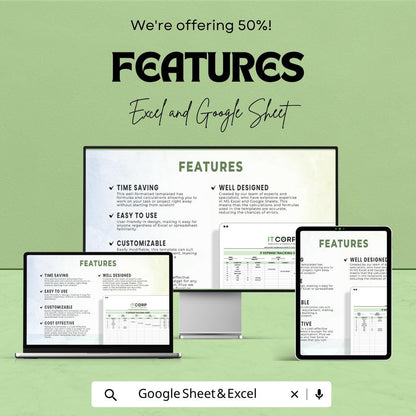 IT Expense Tracking Sheet Template | Business Technology Budget Tracker | Monthly IT Cost Management Spreadsheet |