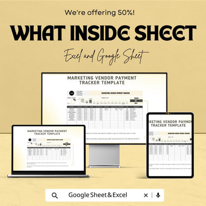 Marketing Vendor Payment Tracker | Google Sheets and Excel Template | Event Vendor Budget & Invoice Organizer