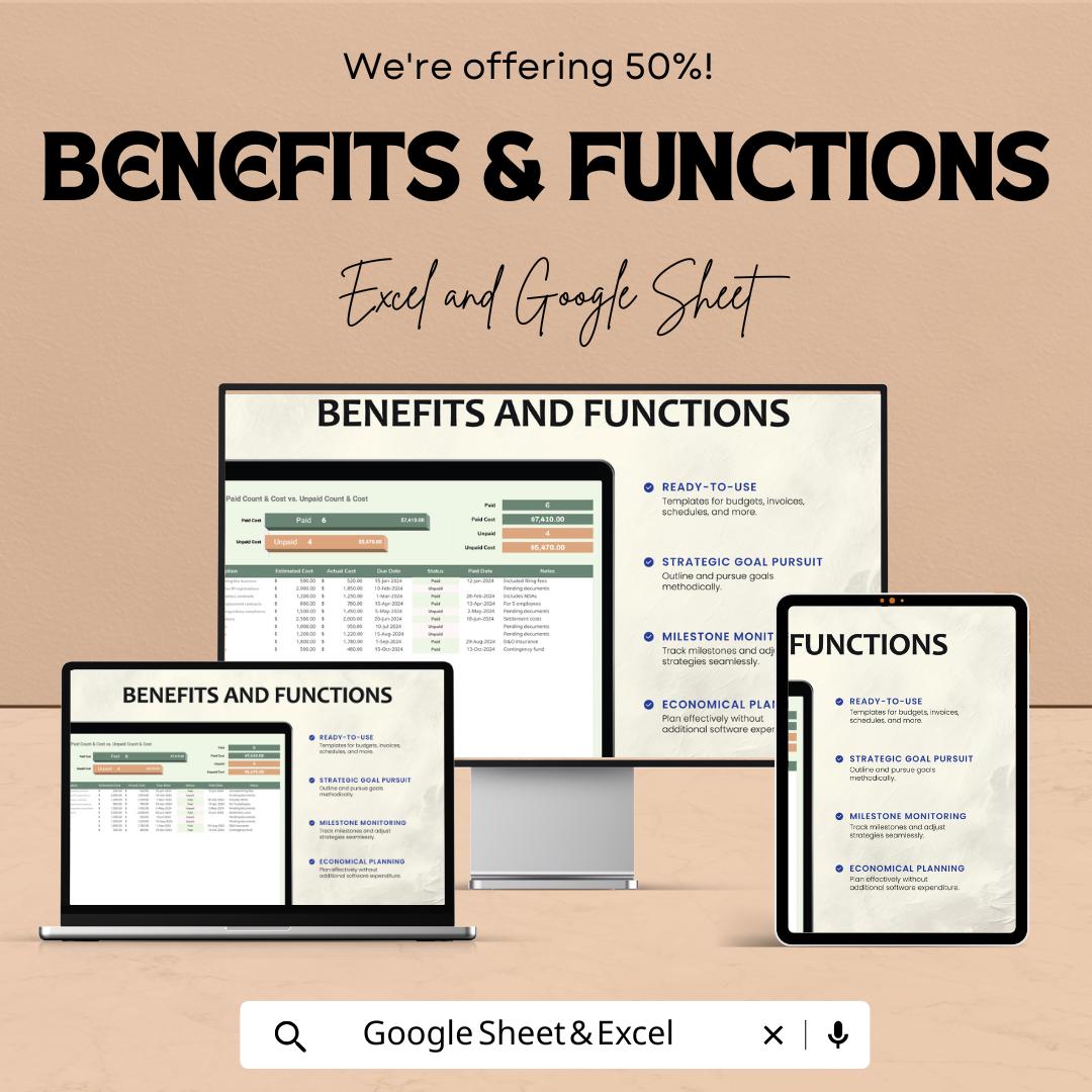 Startup Legal Expenses Budget Sheet | Excel & Google Sheets | Financial Management Template | Expense Tracker | Business Planning Tool