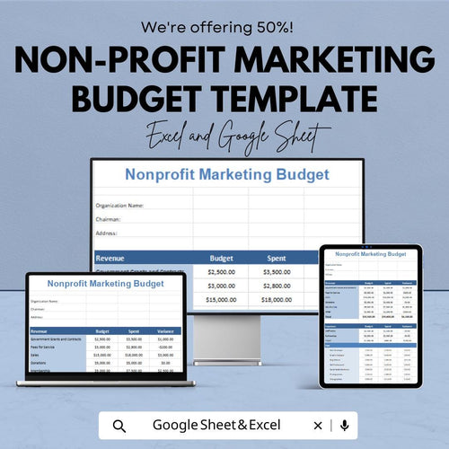 Non-Profit Marketing Budget Template | Nonprofit Budget Planner | Marketing Expense Tracker | Excel & Google Sheets Template |