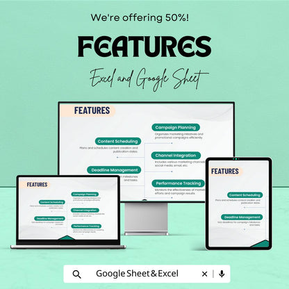 Simple Marketing Calendar Sheet | Google Sheets & Excel | Editable Content Planner | Monthly Marketing Schedule | Campaign Tracker