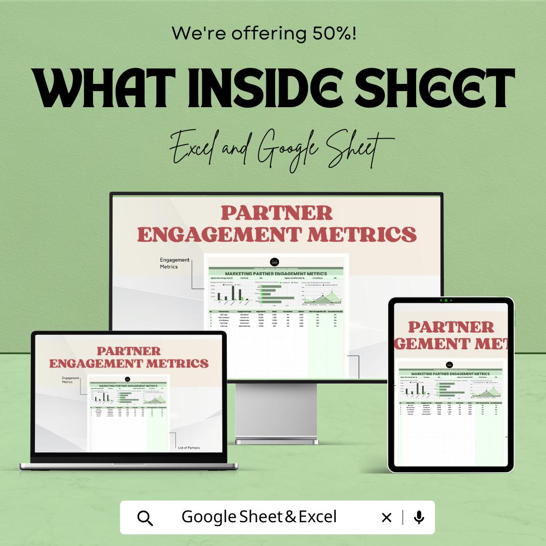 Marketing Partner Engagement Metrics Template | Partnership Performance Dashboard | Engagement Tracking Sheet | Partner Reporting Template