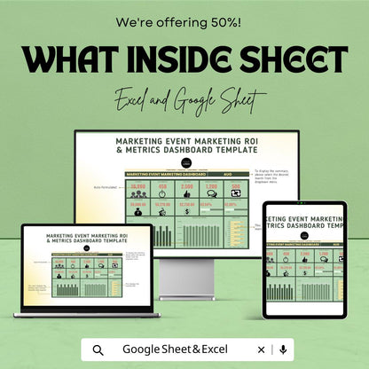 Marketing Event ROI & Metrics Dashboard Template | Event Marketing Tracker | KPI and Analytics Spreadsheet | Event Performance Dashboard