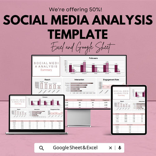 Social Media Analysis Template | Social Media Performance Tracker | Engagement & Growth Analytics Tool