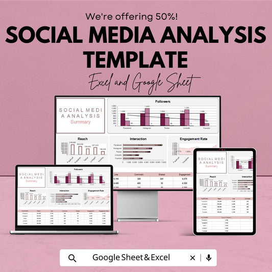 Social Media Analysis Template | Social Media Performance Tracker | Engagement & Growth Analytics Tool
