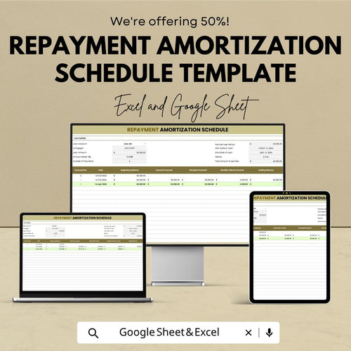 Loan Amortization Schedule Excel | Repayment Tracker Spreadsheet | Debt Payment Calculator | Loan Payment Schedule