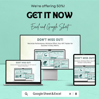 KPI Tracker Sheet | Google Sheets & Excel | Sales, Marketing and Operations Performance Tracking | Business Metrics Dashboard |