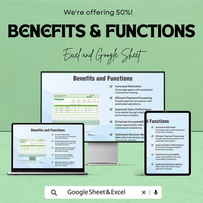 Sales Agent Wise Commission Breakdown Template | Sales Commission Tracker | Agent Performance Report | Excel & Google Sheets