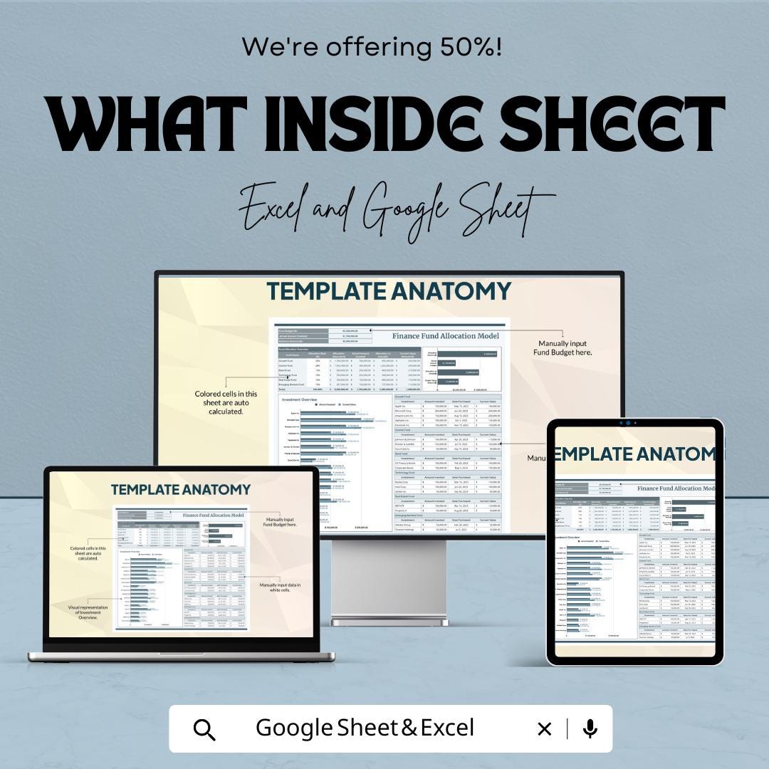 Finance Fund Allocation Model Template | Investment Allocation Spreadsheet | Budget Distribution Tool | Fund Management Template